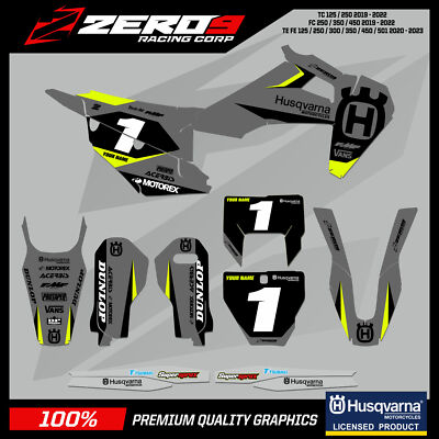 Custom MX Grafik Kit: HUSQVARNA TE FE TC FC TX FX LEGION GRY/BLK