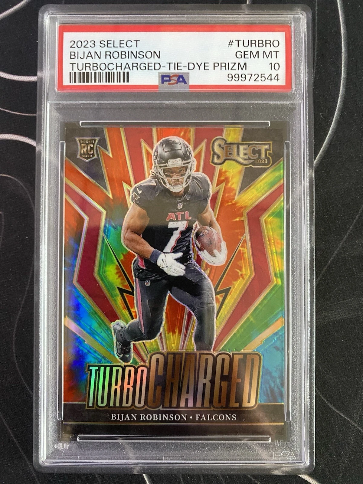 Bijan Robinson Panini Select Turbocharged #TURBRO Tie-Dye Prizm