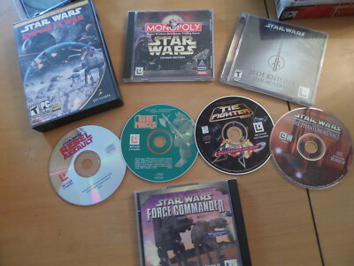 Lot of 8 Star wars Games Tie Fighter Dark Forces Jedi Academy Monopoly   PCCD