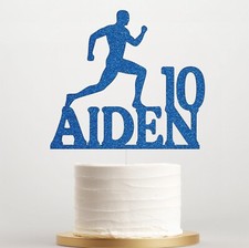 Personalised Running Cake Decorations Name Birthday Party Toppers Any Age