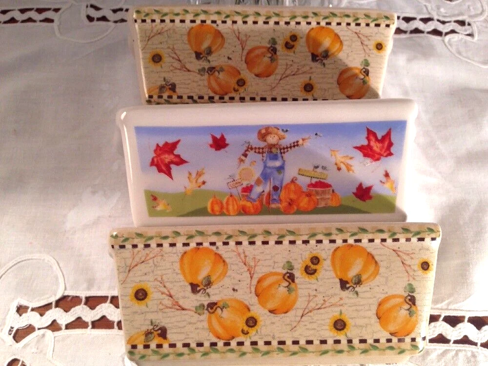 3 Nantucket Fall autumn baking loaf pan scarecrow pumpkins- New!