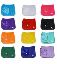 Horse English Dressage Saddle Pad Set Matching Fly Bonnet/Veil Ear Net Cotton