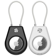 AirTag Secure Holder with Wire Cable, 2 Pack Air Tag Keychain Holders for Key...