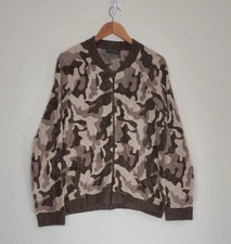 Barefoot Dreams Cozychic Ultra Lite Camo Zip Up Bomber Brown Size L Womens