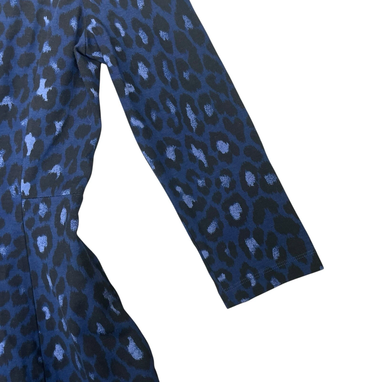 Abito Kate Spade linea A Broome Street Leopard Ponte blu manica 3 4 tg 6 tasche