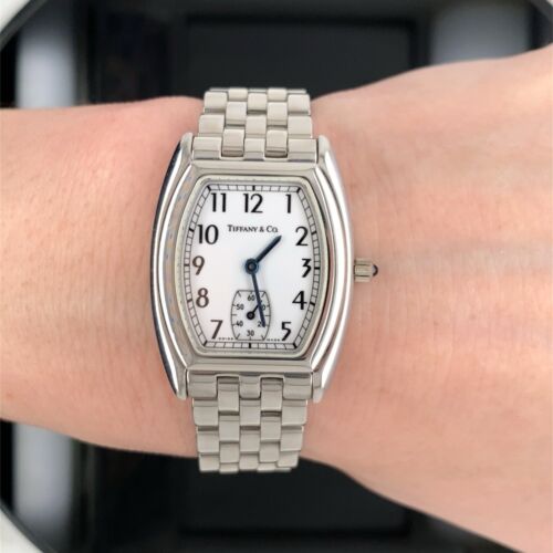 Tiffany & Co. Tonneau 26mm Stainless Steel Quartz Ladies Watch $1395 Retail