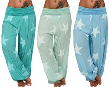 Leichte Sommer Hose Strand Harem Aladin Sterne Ali Baba Pumphose Pluder