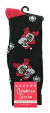 Happy Holiday Mens Christmas Black Football Santa Socks 1 Pair Size 6 - 12