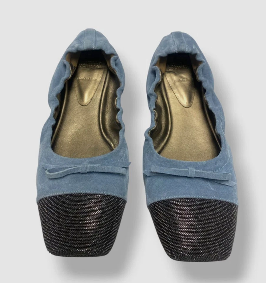 Zapatos planos de ballet Brunello Cucinelli para mujer azules Monili cuentas gamuza talla 40 Foto 3 de 4