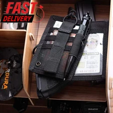 Tactical ID Card Credit Organizer Hook Loop Patch Badge Holder With Neck Lanyard