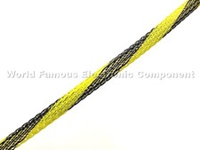 Black/Yellow PET flex braided expandable sleeving - Made in USA