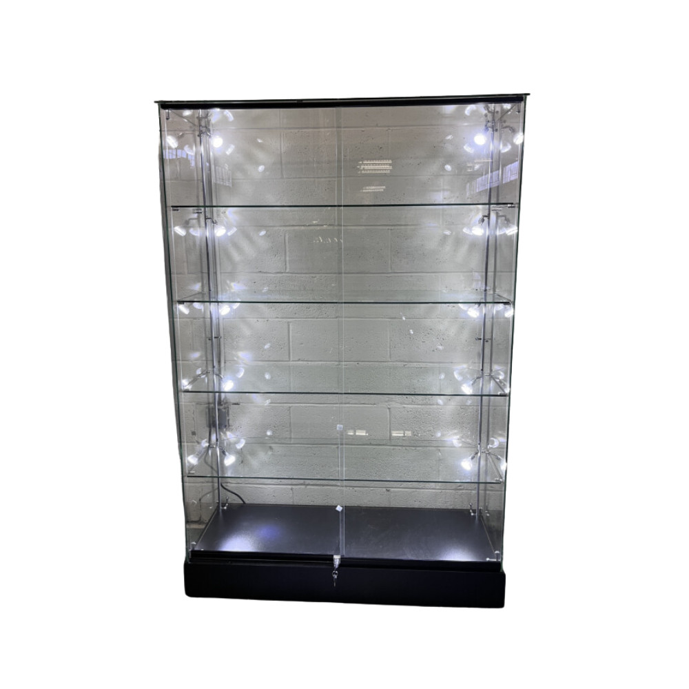 72-Inch Tempered Glass Tower Display - Frameless Showcase with LED Lighting