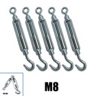 5 PCS Turnbuckle Wire Tensioner Strainer Hook and Rope Cable Tension M6/M8 UK
