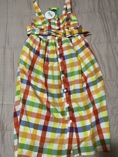 NWT Christopher John Rogers Target Plaid Wide Strap Tie Waist Dress Size 2