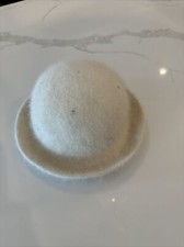 Vintage Ivory Hat Womens Angora Wool Blend Packable Rhinestones Est. Sz 6 7/8