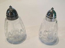 Vintage Etched Pattern Salt  Pepper Shakers Fostoria Glass