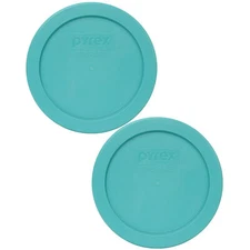 Pyrex 7200-PC Turquoise Round Plastic Food Storage Replacement Lid (2-Pack)