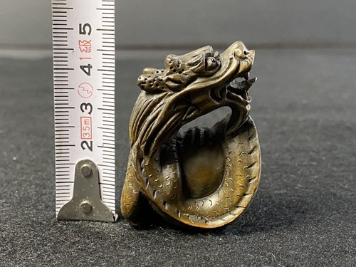 Estatua japonesa hecha a mano de madera Netsuke de colección diseño de dragón Netuke sin envío - Imagen 8 de 9