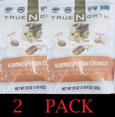 2x True North Almond Pecan Crunch 20 oz Bag - NON GMO - VEGAN - 2 PACK