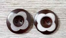 wood dark sewing boho button 2 holes brown 7/8 inch 2pc