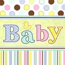 Baby Shower Napkins Gender Neutral Beverage Napkins Multi Color Ducks 36ct Party