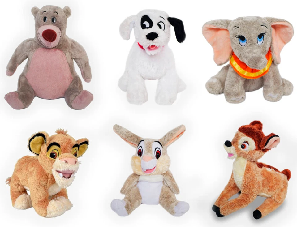 Disney Plüsch Stofftier 30 cm Bambi Simba Dumbo Balu 101 Dalmatiner Klopfer