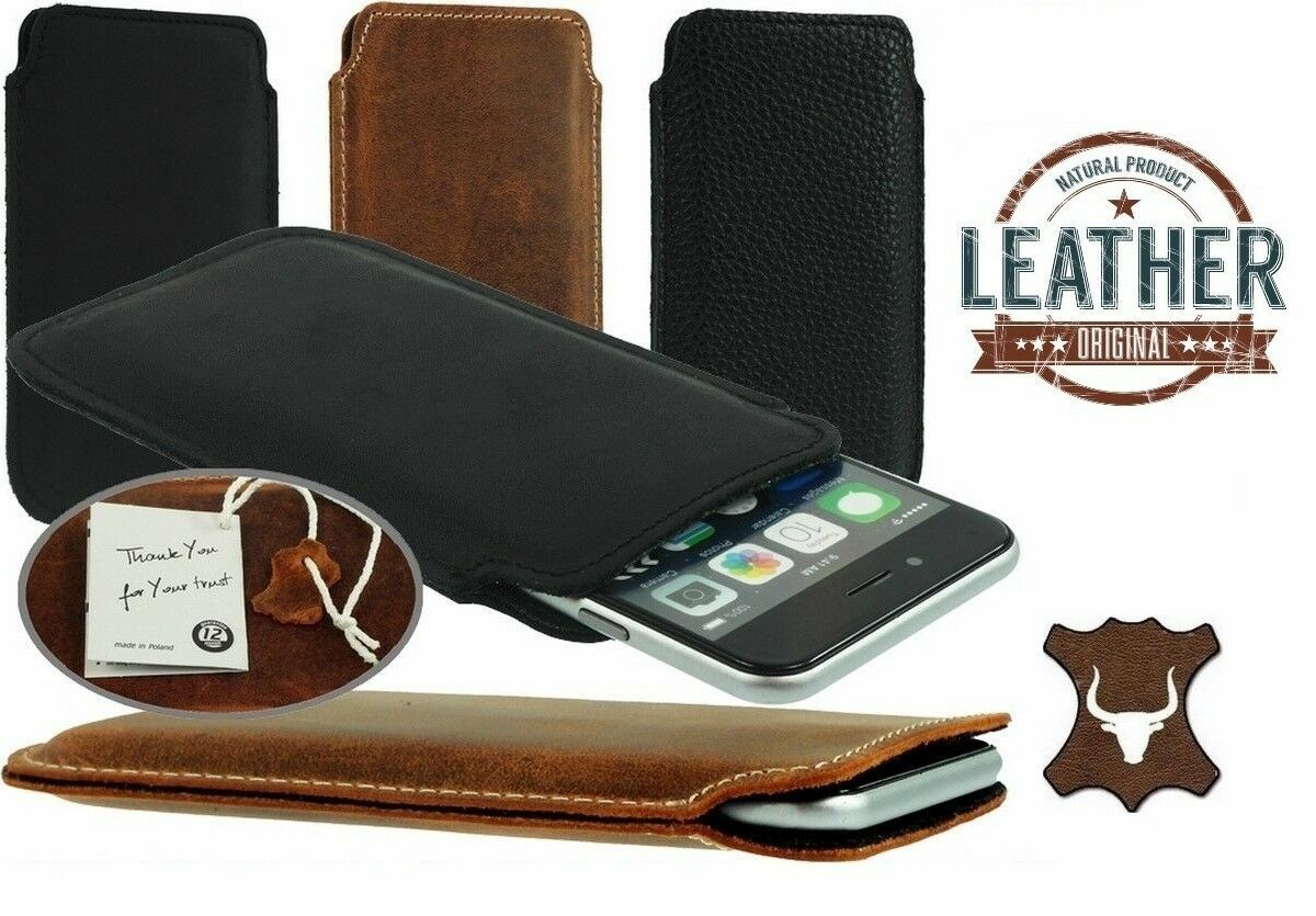 SLIM 3C CASE MADE OF GENUINE LEATHER POCKET COVER SLEEVE POUCH FOR APPLE  IPHONE
