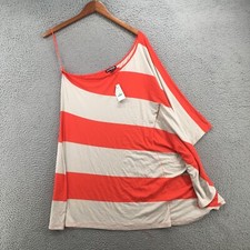 Express Mini Dress Womens Large One Shoulder Striped Casual Multicolor NEW