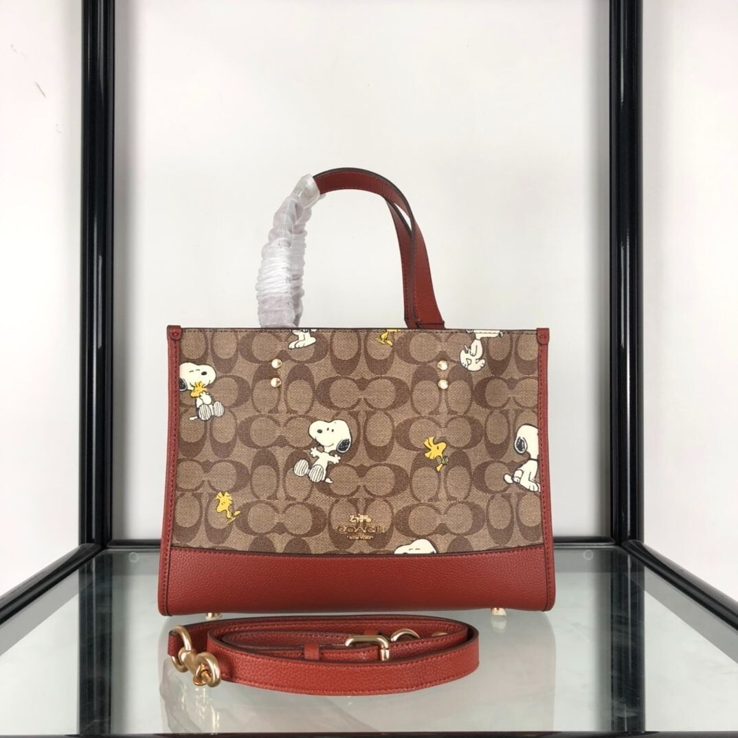 COACH x Peanuts Snoopy and Woodstock Dempsey Carryall Shoulder Tote Bag New CE862