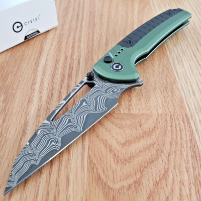 Civivi Sentinel Strike Folding Knife 3.75'' Damascus Steel Blade Aluminum / FRN