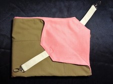 TAN Ripstop Cat Hammock with Coral Pink Liner