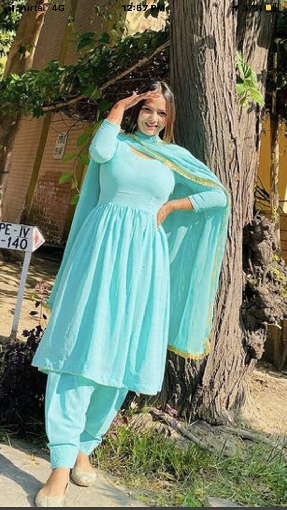 Blue Punjabi Suit Palazzo Wedding Dress Kurta Salwar Kameez Suit for Women  Simple Bridesmaid Dresses - Etsy