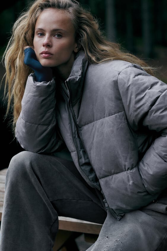 NWT ZARA WASHED EFFECT PUFFER ANORAK L $90 5320 | eBay