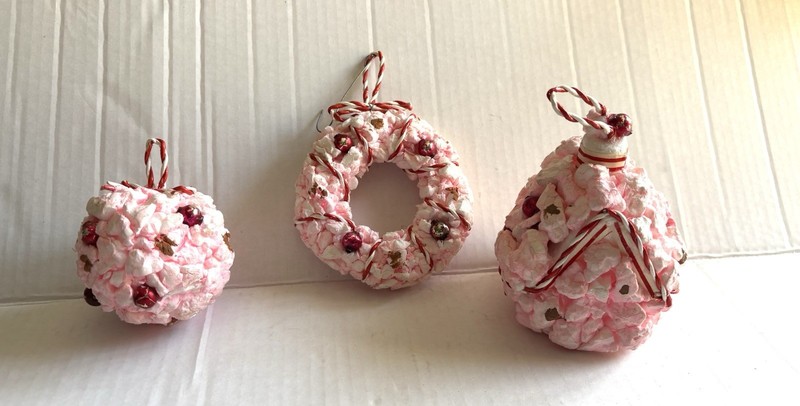 Vintage Montgomery Ward Goodies Tree Christmas Ornaments Japan Popcorn Set Of 3