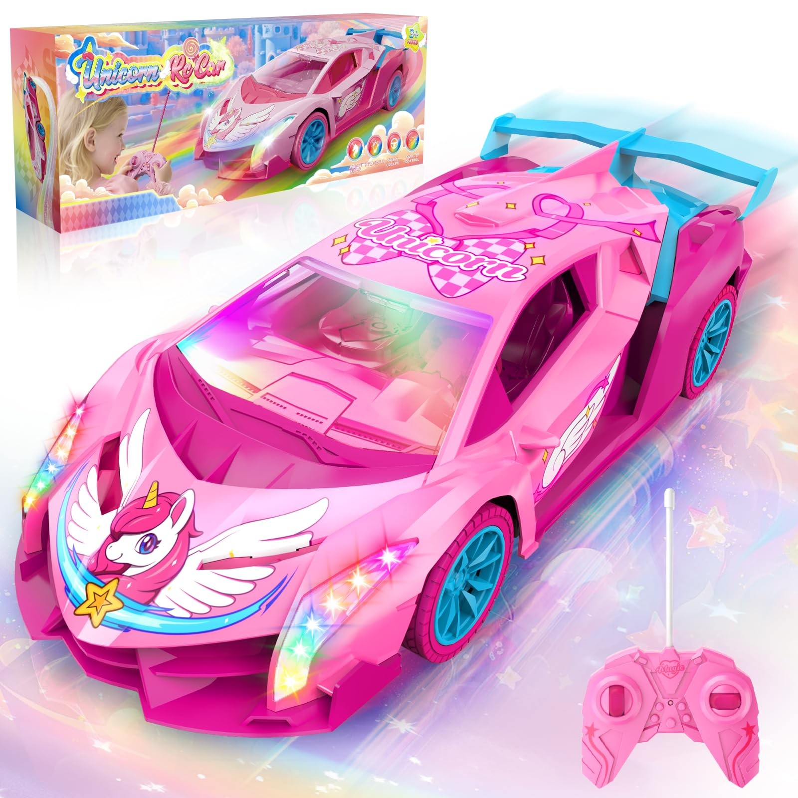 For Girls, Rainbow 12.4 X 4.53 X 2.36 Inches, Pink, Sky Blue