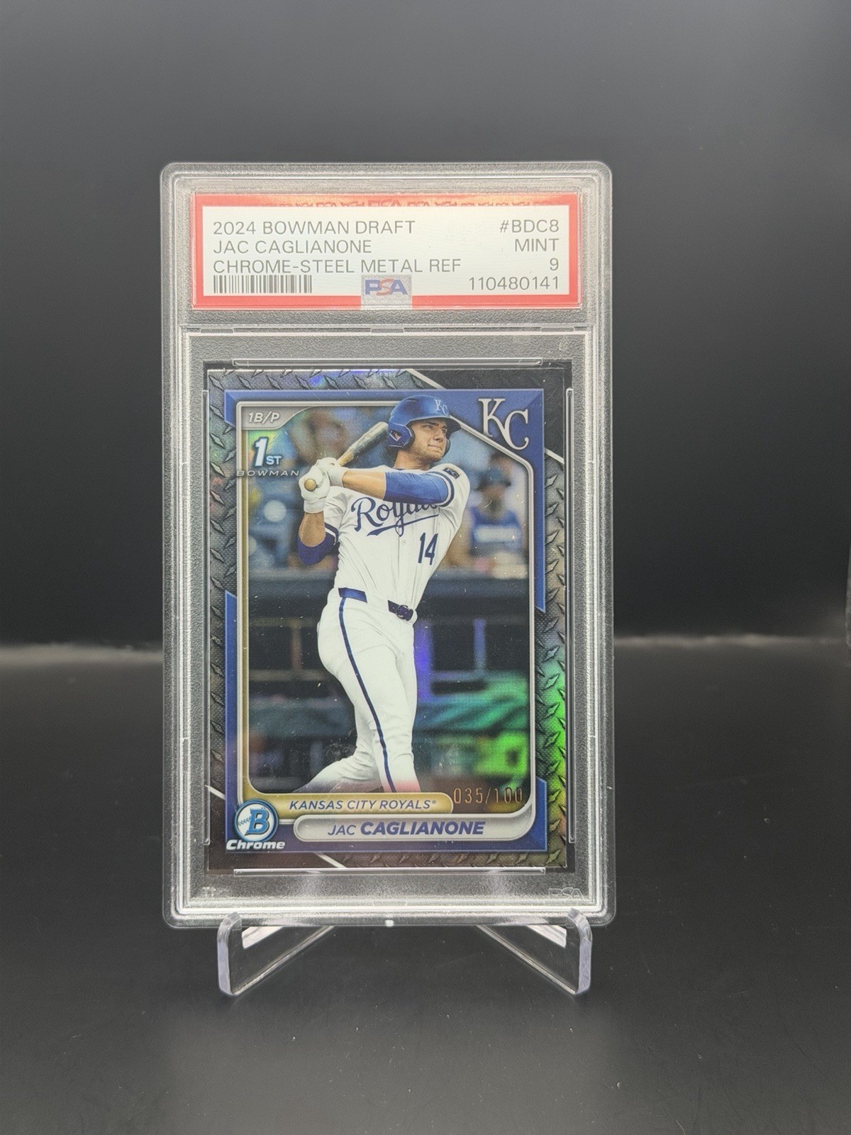 2024 Bowman Draft 1st Jac Caglianone Chrome Steel Metal Refractor /100 PSA 9 RC
