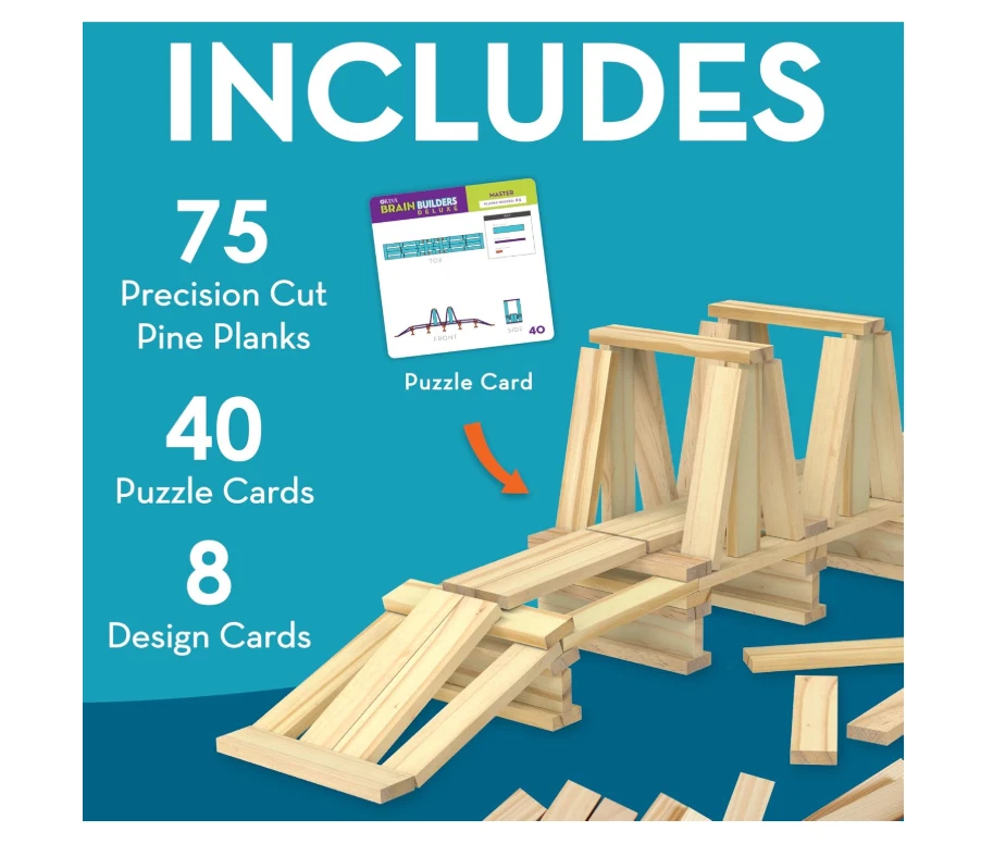 MindWare Keva Brain Builders Deluxe STEM Building Toy Includes 75 KEVA Planks - Image 2 of 4