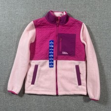 NWT Eddie Bauer Girls Full Zip Polar Fleece Jacket Quilted Pink Size L 10/12