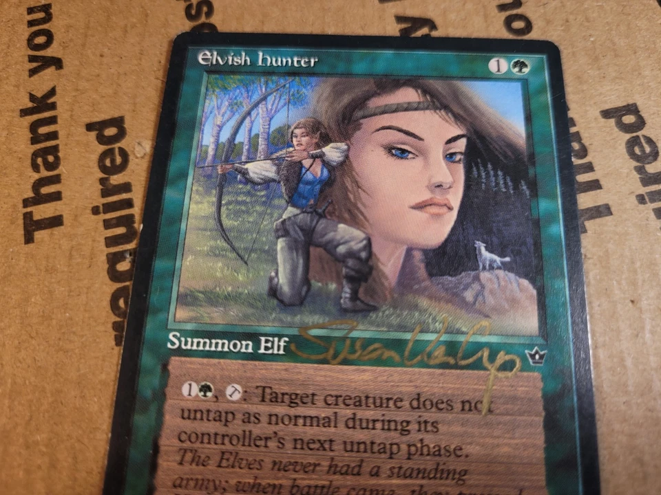 MTG - Elvish Hunter * Signed by artist Susan Van Camp * LP Fallen Empires 1994 - Image 2 of 3