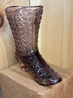 Fenton Dark Purple Button & Daisy Glass Boot Toothpick Holder-small Vase