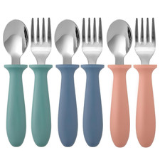 6 Pieces Toddler Utensils, Kids Silverware Set with Plastic Handle Stainless Ste