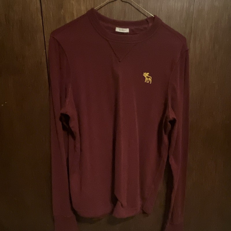 Abercrombie & Fitch Burgundy Crewneck Sweatshirt Mens M Embroidered Logo