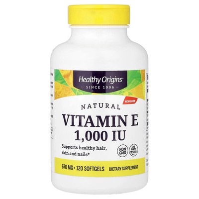 Healthy Origins E-1000 120 Softgels All-Natural, Dairy-Free, Egg-Free, Fish