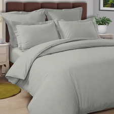 Percale Cotton Queen Duvet Cover Set, 100 Long Staple Cotton Crisp Percale Weav