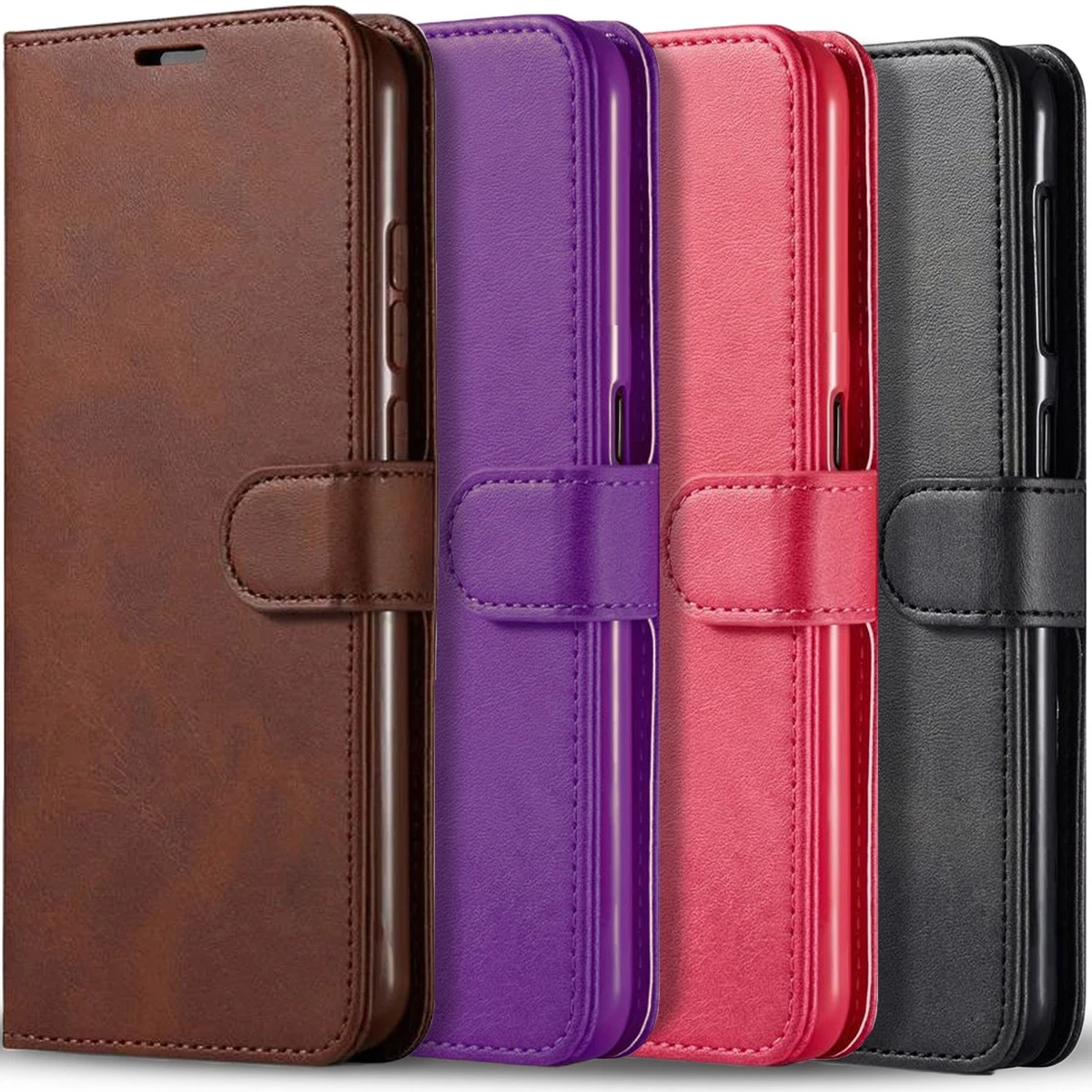Xinyunew Cover Galaxy A41 Con Vetro Temperato - Custodia Portafoglio A 360° Con Supporto E Slot Carte, Rossa - 5