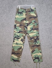Vintage Military Pants Men Small Long Trousers Combat Woodland Camo Cargo USA