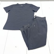 COZYFIT Scrub Set Womens Small Black V Neck Top Jogger Pants Drawstring Pockets