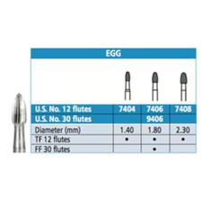 FG 7408 12 Blade Egg T&F Bur Pack of 5 Dental Burs Friction Grip