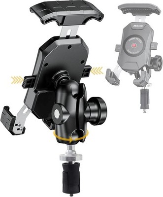 Motorcycle Fork Stem Phone Mount, Anti-Theft 1'' Ball Phone Holder with Double...