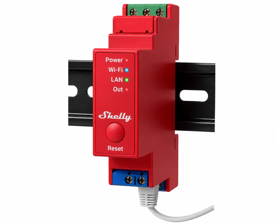 Shelly PRO 1PM Relaisschalter mit Leistungsmessung , WLAN und Bluetooth - Rot